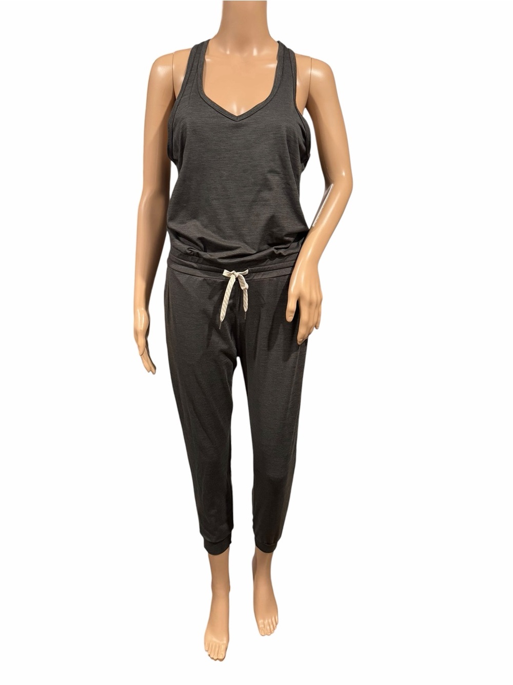 Vuori Lux Jumpsuit Womens V Neck Racerback Jogger Drawstring Soft Lounge Size M